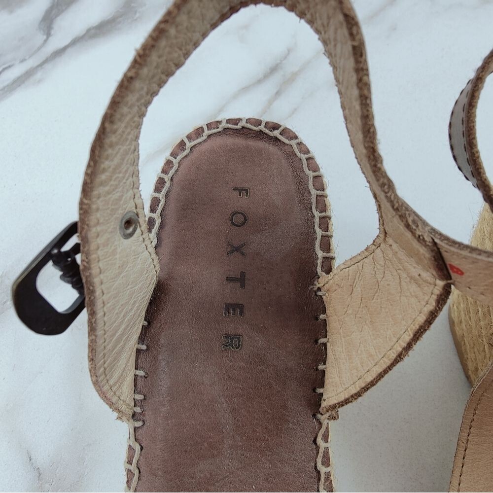 Foxter Spain Cow Hair Leopard Espadrille Platform Wedge Slingback Sandals, 7.5 - Picture 9 of 16